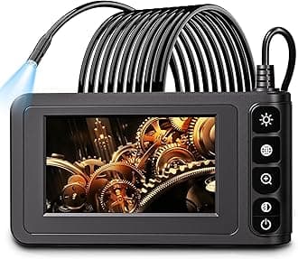 Industrial Endoscope Borescope Camera with Light, 4.3'' LCD Screen HD Digital Snake Handheld Waterproof Sewer Inspection Camera with 8 LED Lights, 66FT Semi-Rigid Cable
