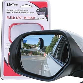 LivTee Blind Spot Mirror, Rectangle Shaped HD Glass Frameless Convex Rear View Mirror with wide angle Adjustable Stick for Cars SUV and Trucks, Pack of 2