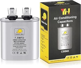Capacitor for Air Conditioner 7.5 uf MFD 370 or 440 Volt VAC, CBB65 Multi-Purpose Oval Capacitor for AC Motor Run or Fan Motor Start or Condenser Straight