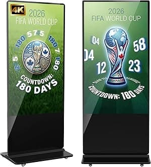 – 65" Digital Signage Display, Freestanding Digital Poster with 4 Wheels, Interactive LCD Kiosks, Commercial Advertising Display Ideal for Retail, Restaurants & Shopping Malls, Black, Non-Touch Screen