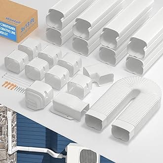 3" W 13Ft L Line Set Cover Kit for Mini Split Air Conditioners, Decorative AC Line Cover with Flexible Pipe for Central AC & Heat Pumps Systems Tubing Cover