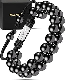 MagnetRX® Magnetic Hematite Bracelet – MAX Strength Magnetic Stones – Beaded Magnetic Bracelets for Men and Women (Double Strength 8mm)