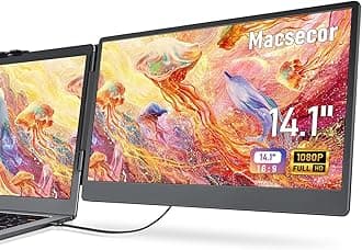 14.1'' FHD 1080P Portable Monitor, USB C HDMI, Plug-Play Laptop Monitor Extender for 13''-17.3'' Laptops, Compatible with Mac/Wins/Android/Switch