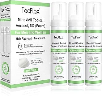 Minoxidil Foam - 5% Minoxidil for Men and Women, Hair and Beard Growth with Biotin, Thicker Hair, Unscented, 3 x 2.11 Oz, 3-Month Supply, Hair Loss Treatment,Green