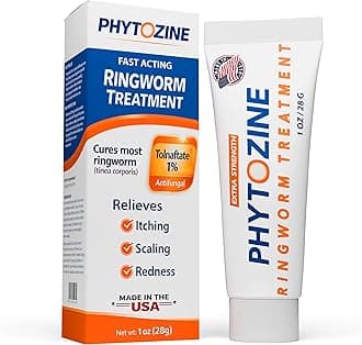 - PHYTOZINE Anti Fungal Cream for Skin with 1% Tolnaftate - Ringworm Treatment for Humans - Effective Athletes Foot Treatment Cream - Nourished by 15+ Natural Oils & Botanicals - Made in USA - 1 oz