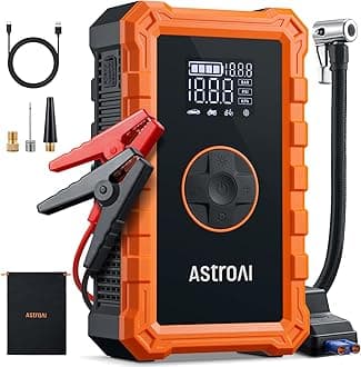 S8 Air Jump Starter with Air Compressor, 1500A Car Battery Jumper Starter Portable (6.0 Gas/3.0L Diesel) with 150PSI Cordless Auto-Shutoff Tire Inflator, 12V Battery Charger Booster(Orange)