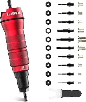 Beaspire Cordless Drill Electric Rivet Nut Drill Adapter Kit, Rivet Nut Tool Kit Including 10 Mandrel and 50Pcs Assorted Rivet Nuts, Rugged Carrying Case