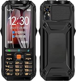 Rugged Senior Cellphone, 4G Large Mobile Phone for Elderly, 4in, 18000mAh Battery, Sound Quick Dial Phone for Android 7.0, Dual LED Lights (Black)