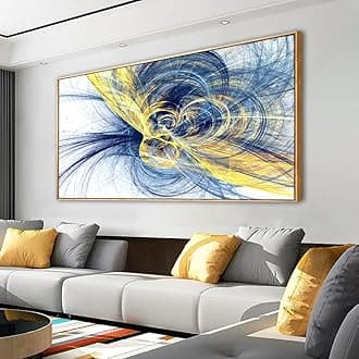 Abstract Pictures Canvas Wall Art for Living room Bedroom Wall Decor,Framed Wall Decor Paitnings,Line drawings Waterproof 2.7cm Thick Frame,20 * 40inch