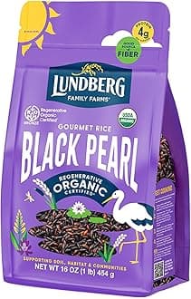 Lundberg Black Pearl Rice, Regenerative Organic Certified – Full-Bodied Black Rice, Responsibly Grown in California, 16 Oz
