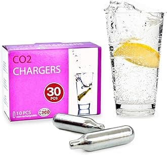 ICO 30-Pack 8g CO2 Cartridge for Sparkling Water Maker, CO2 Non-Threaded Canisters for Soda Syphon - Premium Quality Food-Grade Chargers