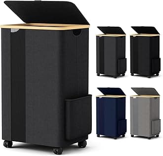 BlissTotes 75L Laundry Hamper with Wheels, Collapsible Laundry Basket, Laundry Bin, Clothes Hamper, Gray