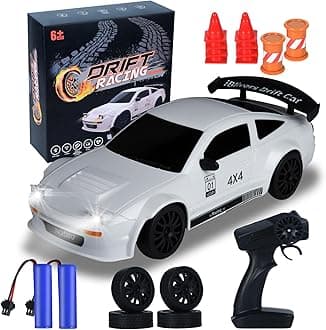 Mini RC Drift Car with Full Proportional Throttle, 1:24 Remote Control Car 4WD Drift GT-RX7 RC Cars Vehicle High-Speed Racing RC Drifting Cars Gifts Toy for Boys Kids (White)