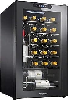 Wine Enthusiast 24-Bottle Compressor Wine Cooler w/Upright Bottle Storage - Freestanding 2.4 Cu. Ft. Wine Refrigerator, LED Digital Control Panel, Energy-Efficient Cooling of 41-64°F