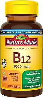 Vitamin B12 1000 mcg, Easy to Take Vitamin B12 Sublingual Tablets for Energy Metabolism Support, 150 Sugar Free Fast Dissolve Tablets, 150 Day Supply