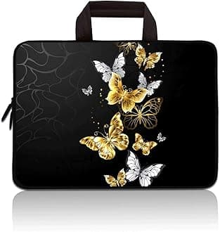 11 11.6 12 12.1 12.5 inch Laptop Carrying Bag Chromebook Case Notebook Ultrabook Bag Tablet Cover Neoprene Sleeve for Apple MacBook Air Samsung Google Acer HP DELL Lenovo Asus (Golden Butterflies)