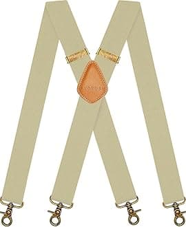 AYOSUSH Vintage Suspenders for Men 4 Snap Hooks for Belt Loops Adjustable X Back