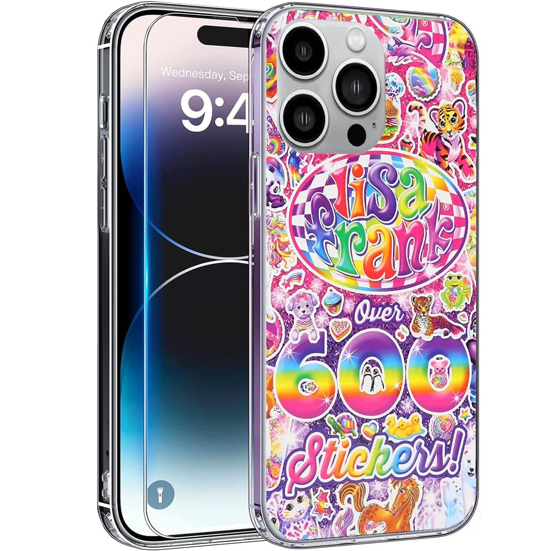 BODBOX Phone Case Pattern Pc Vomit Waterproof Lisa Scratch Frank Cute Rainbow TPU Y2k 600 Collage Compatible with iPhone 14 Pro Shockproof Slim Transparent