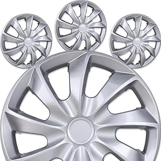 15" Premium Universal Wheel Rim Covers – Set of 4 Silver Lacquer Hubcaps,ABS&PC Material Hub Protection Accessory,Snap-on Replacement Caps for Car,Pickup Truck,SUV - 15 Inch Silver Lacquer