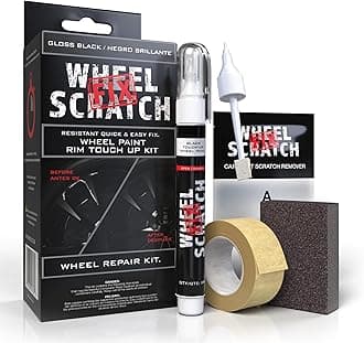 Wheel Scratch Fix® Gloss Black Touch Up Paint for Cars - DIY Alloy Wheel Repair Kit, Curb Rash Remover with Fast-Drying Pen - Long-Lasting OEM Finish Car Rim Paint for Scuffs and Chips at Home (Gloss Black)