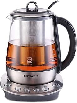 BUYDEEMK2423 Glass Stainless Steel Electric Kettle (Black,1.2L)