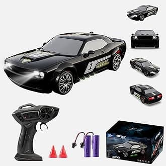 DriftRemote Control Car, High-Speed Competitive 2.4G Four-Wheel Drive Drift Cars with Lighting Rc Car Model, Drifting Car Racing Toy Die Castin,Mini Drift CarWith LED Light (Black)