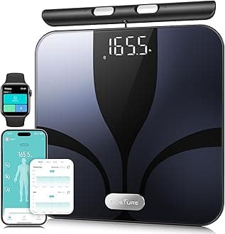 Smart Scales for Body Weight 8 Electrodes & Bluetooth - Weight, Fat, BMI, Muscle,Digital Bathroom Scales, Full Body Composition Analyzer, Voice Prompt, High Precision up to 180 kg /28 st