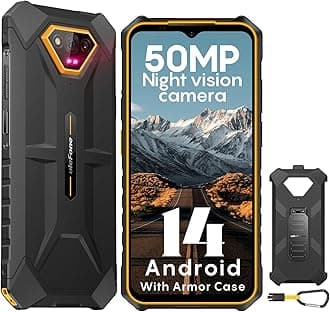 Ulefone Armor X13 (12+64GB) Unlocked Rugged Phones, 50MP Rear Camera, 24MP Night Vision Camera, Android 14 Rugged Smartphone, 6.52” Screen, 6320mAh, NFC, GPS, Package with Exclusive Armor Case- Orange