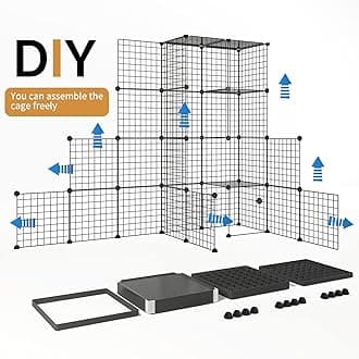 Oneluck Outdoor Cat House Cat Cages Enclosure with Super Large Enter Door, 41L x 41W x55H Balcony Cat Playpen with Platforms,DIY Kennels Crate Large Exercise Place Ideal for 1-3 Cats