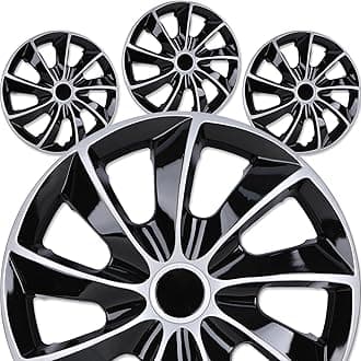 15" Premium Universal Wheel Rim Covers – Set of 4 Hubcaps,ABS&PC Material Hub Protection Accessory,Snap-on Replacement Caps for Car,Pickup Truck,SUV - 15 Inch Silver&Black Lacquer