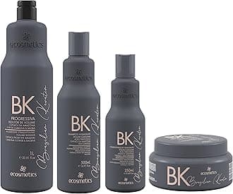 Kit Brazilian Keratin Treatment Ecosmetics BK | Progressive Brush | Straightening & Smoothing System | Volume Reducer. 1000ml/500ml/250ml/250ml