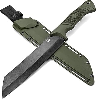 ODENWOLF W Machete - Survival Machete Full Tang with Sheath - Strong D2 Steel Knife Machete for Cutting Trees, for Yard Work, and for Bushcrafting and Big Tactical Knife with TPE-Handle
