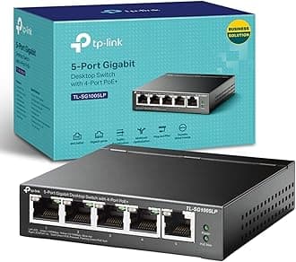 TP-Link TL-SG1005LP 5 Port Gigabit PoE Switch, 4× Gigabit PoE+ Ports, 802.3af/at 30W, 40W Total Budget, Network switch, Power Saving, Plug & Play, Metal Case, Ethernet Switch, Ethernet Splitter