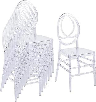 Clear Acrylic Chiavari Chairs, Modern Dining Chairs Set of 48, Accent Event Ghost Chairs for Wedding Party Event Reception Oval High-Back