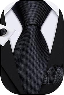 Barry.Wang Black Mens Tie Set Solid Color