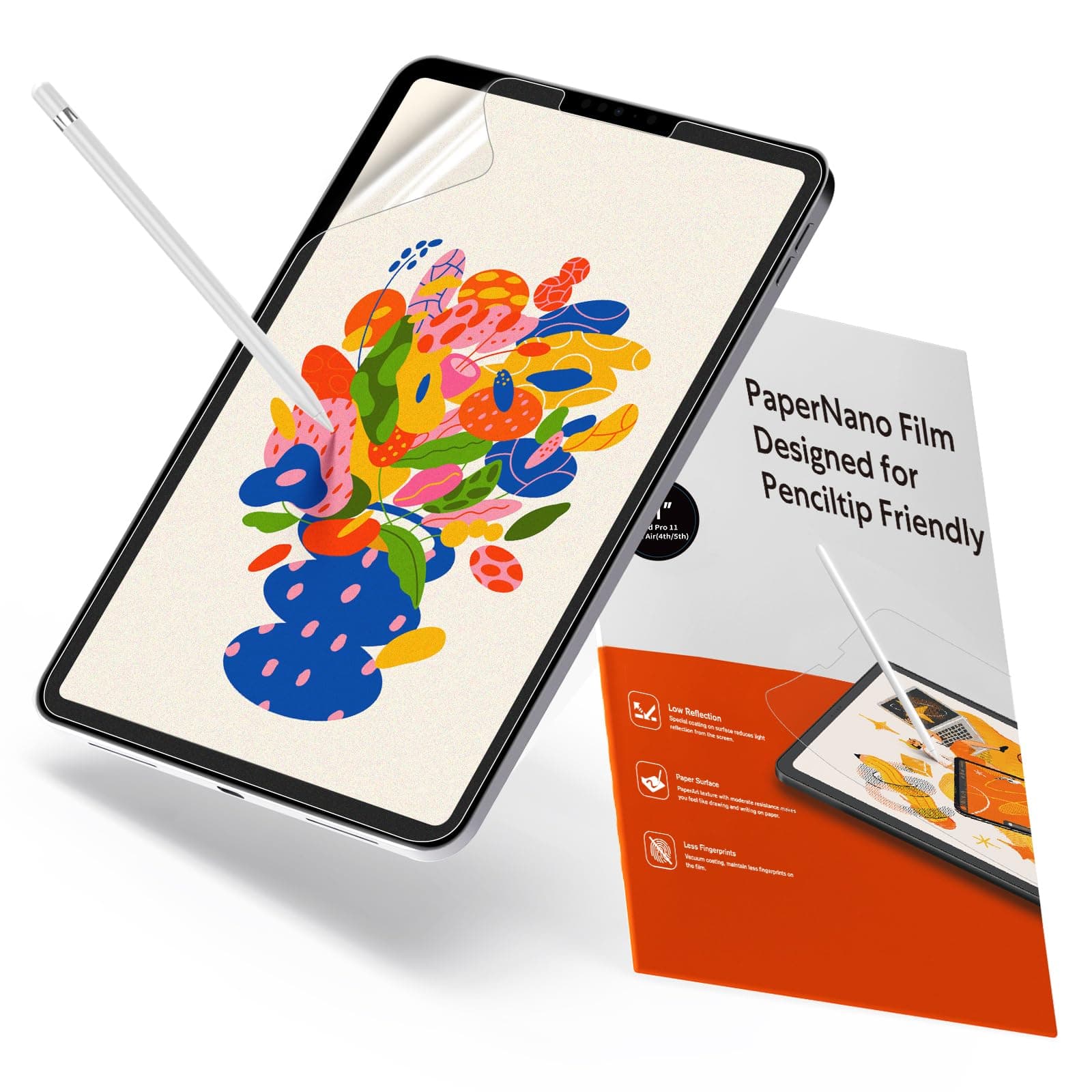 KCT 2 Pack Paperfeel Screen Protector Compatible with iPad Pro 11 Inch (2022&2021&2020&2018) / iPad Air 5th&4th (10.9 inch, 2022&2020) Matte for Drawing, Anti Glare and Easy Installation