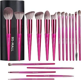 BS-MALL Makeup Brush Set 18 Pcs Premium Synthetic Foundation Powder Concealers Eye shadows Blush Makeup Brushes with black case (HOT PINK)