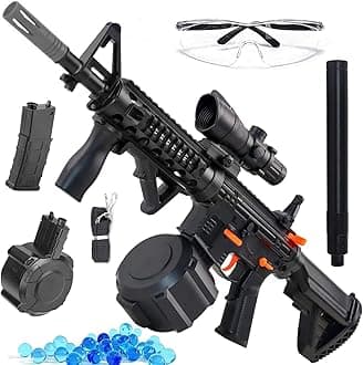 Toy Gun Blasters with 20000 Bullets, Long Range Shooting, with Attachments, 2 Mode Splatter Blaster for Outdoor Activities and Shooting Team Game (M4A1Black B)