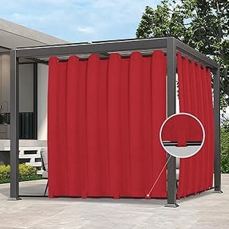 Easy-Going Outdoor Curtains Waterproof Windproof Weatherproof Curtain for Patio, Cabana, Porch, Pergola and Gazebo, Grommet Top and Tab Bottom Drape, 1 Panel, 110x120 inch, Red