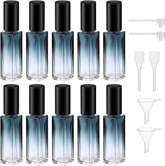 Segbeauty Perfume Travel Refillable, 10 Packs Glass Perfume Bottles for Toiletries, 10ML Mini Pocket Perfume Dispensing Bottle Atomizer Fine Mist Sprayer Set with 2 Extra Pump, Funnel and Dropper