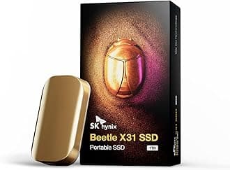 SK Hynix Beetle X31 1TB External SSD with DRAM - up to 1050MB/s, USB C 3.2 Gen2, External Solid State Drive for PC/Mac/Tablet/Android/Gaming Consoles (Champagme Gold)
