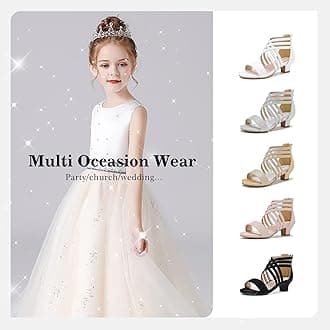 LAURMOSA Girls Sandals Grils Dress Shoes Wedding Party Open Toe Glitter High Heels for Little Big Kids Toddler