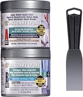 PC Products PC-Masonry Epoxy Adhesive Paste, Two-Part Repair, 8 oz in Two Cans with Mixing Tool, Gray (70024)
