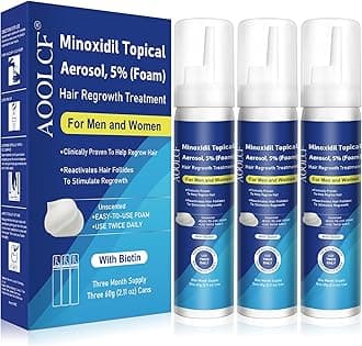 5% Topical Minoxidil Foam, Minoxidil for Men and Women, Infused with Biotin, Hair Growth Treatment, Supports Thicker and Fuller Hair & Beard (Minoxidil Foam, 6.33oz, 3 Month Supply)