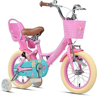 Glerc Maggie 12 14 16 20 Inch Bike Ages for 1-13 Year Old Girls Princess Style with Doll-Seat & Basket & Kickstand for Gift, Multiple Colors