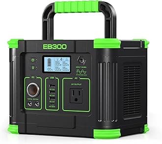 Portable Power Station 300W, 230Wh LiFePO4 (LFP) Battery, 1.5hrs Fast Charging, 2 Up to 300W(Peak 600W) AC Outlets, Solar Generator for Outdoor Camping/RVs/Home Use
