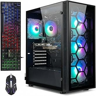 STGAubron Gaming Desktop PC, Intel Core i7 3.4G Up to 3.9G, 32G RAM, 1T SSD, GeForce GTX 1660 Super 6G GDDR6, 600M WiFi, BT 5.0, RGB Fan x 6, Keyboard & Mouse, Mouse Pad, BT Sound Bar, W10H64