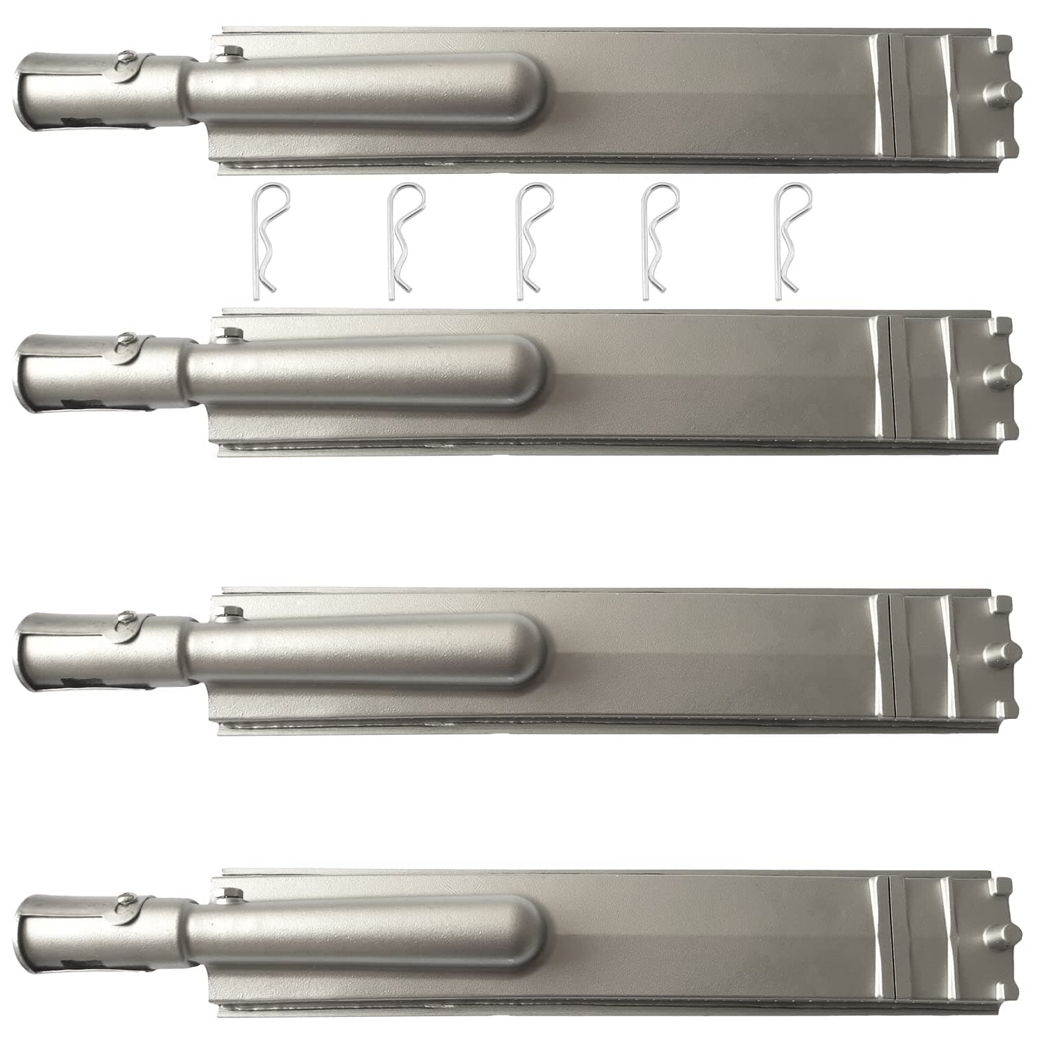 4 Pack Heavy Duty Cast Stainless Steel Grill Burner for Bull, Grill Replacement Parts for Bull, Cal Flame, Lion, Blaze, Turbo, Beefeater, Thermos, Char Broil, Jenn Air, Nexgrill