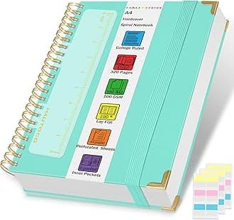 HAUTOCO Spiral Notebook 8.5"x 11", 320 Pages College Ruled Leather Notebook Journal, 100 GSM Paper, Lined Journaling Notebooks, A4 Hardcover Notebooks for Work School Office Note Taking, Blue