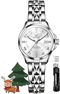 OLEVS Women's Watches Luxury Diamond Arabic Dial Wrist Watch for Women with Date Waterproof Stainless Steel Quartz Ladies Watch